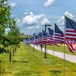 American flags on display