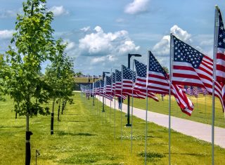 American flags on display