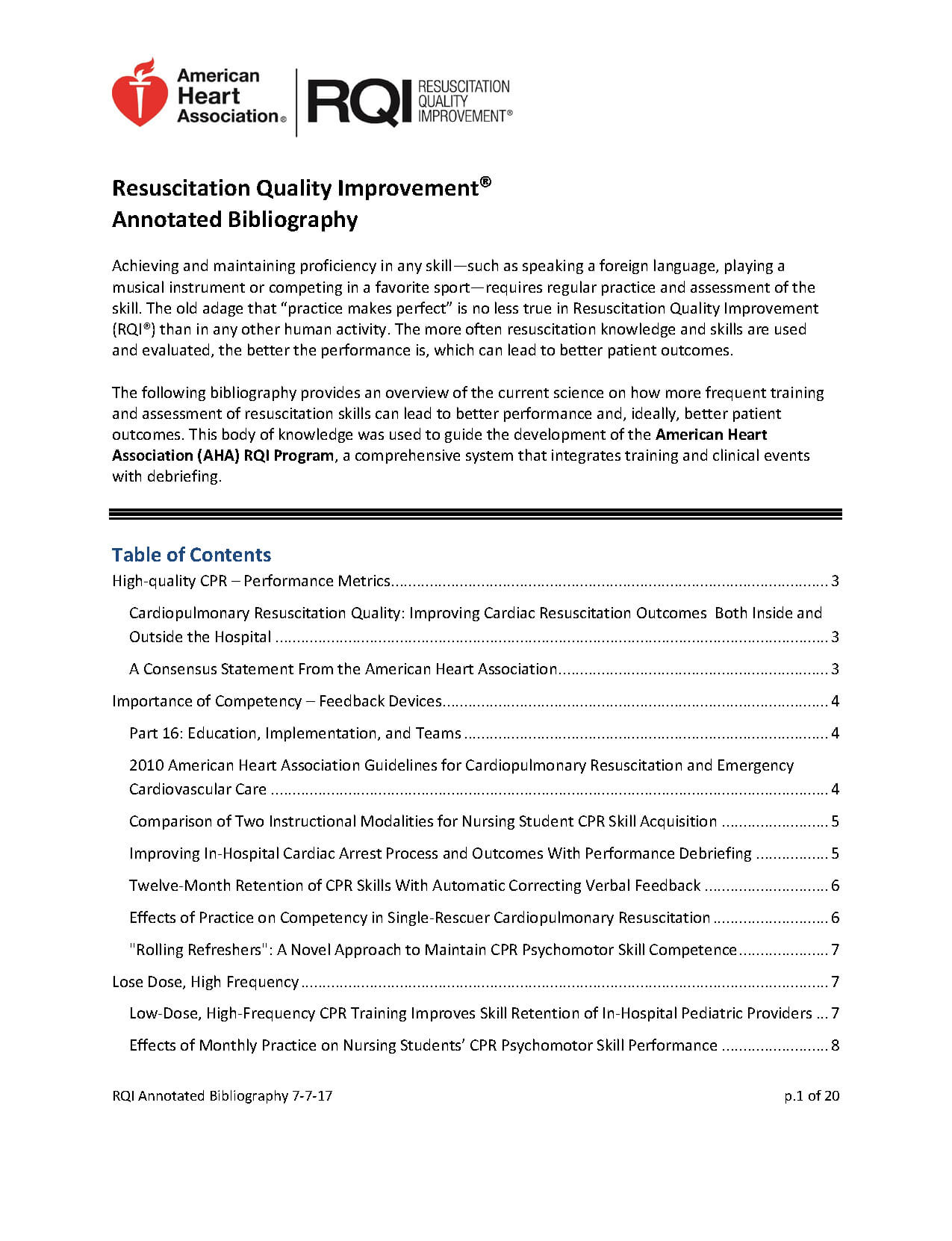 RQI Annotated Bibliography